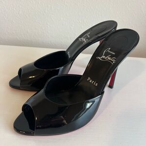 Christian Louboutin Glossy Black Peep Toe Heels